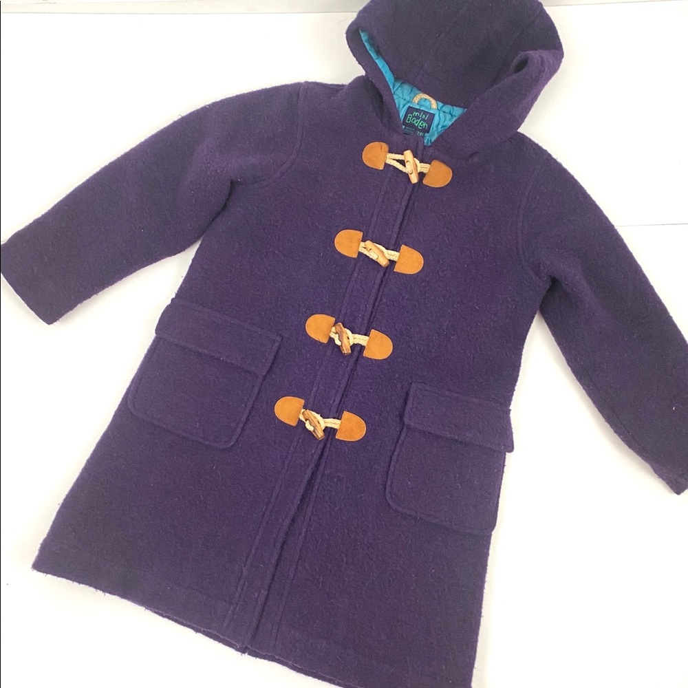Mini Boden 7/8 Wool Toggle Coat Trench Long Hooded